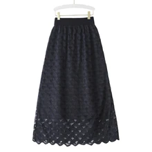 Новинка, кружевная Женская юбка средней длины с эластичной резинкой на талии, кружевная утолщенная юбка с обеих сторон