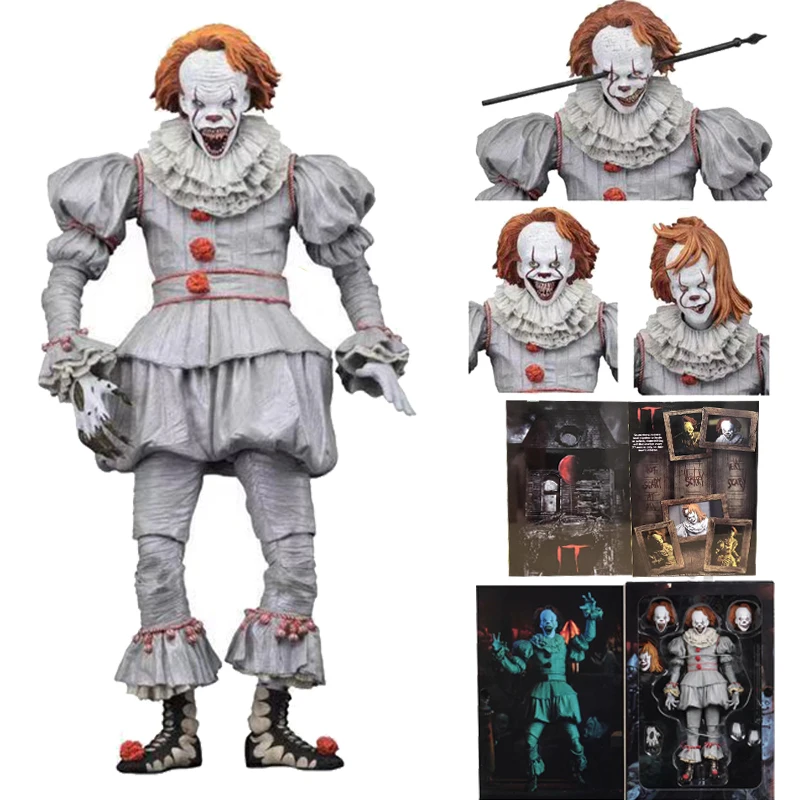 

3 Heads Newest Original NECA Horror It Pennywise Joker Clown Action Figure Model Toys Doll For Gift