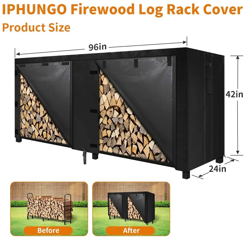 Protective Cover Universal Waterproof Cloth Rain for Firewood Holder Furniture Black | Дом и сад