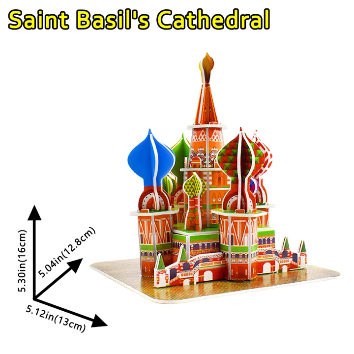 Cathedral Детские игрушки картонные 3D бумажные строительные игрушки-головоломки мир сувенир Белый дом Эйфелева башня подарки для детей развивающие - Цвет: Cathedral