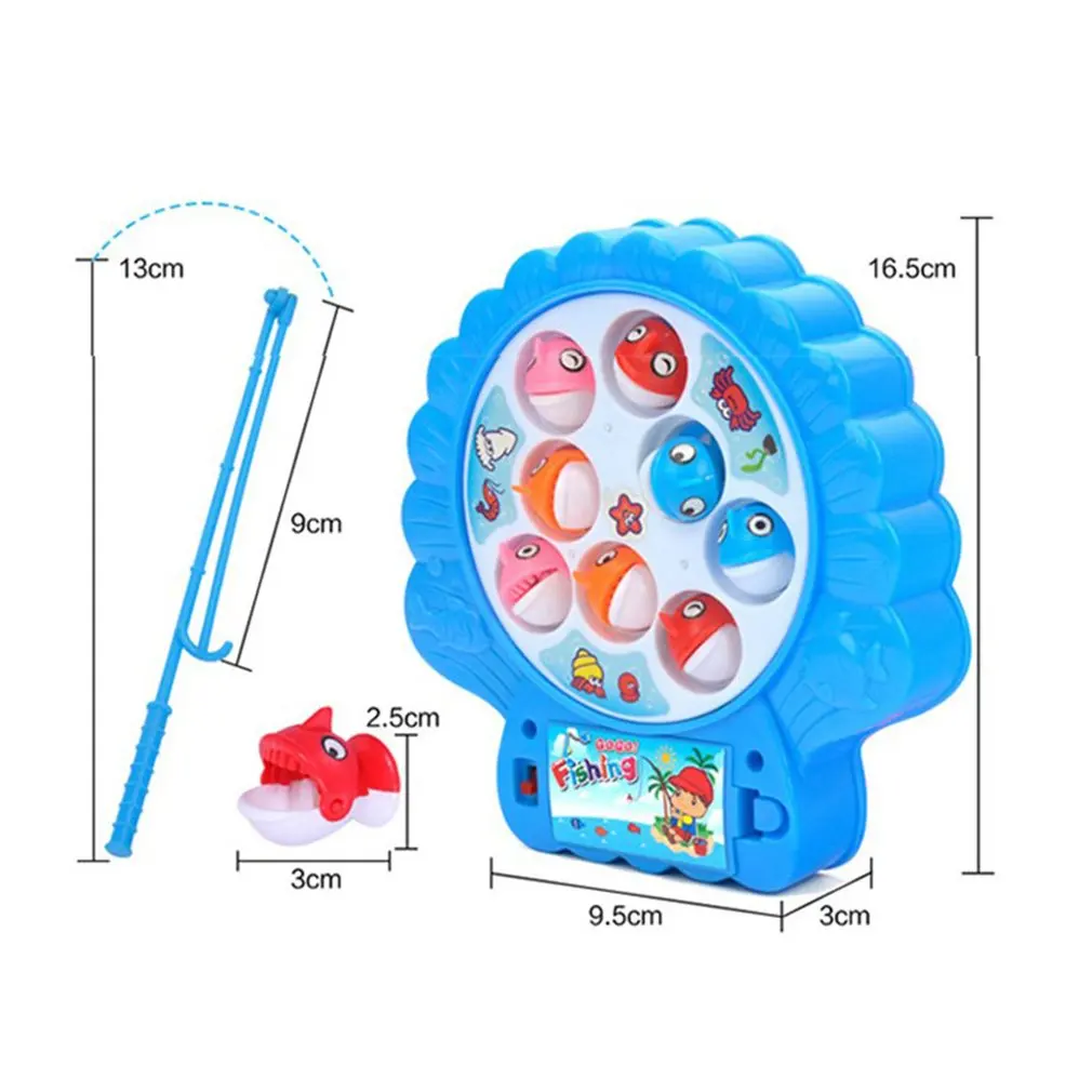 Детский набор игрушек для рыбалки, музыкальная вращающаяся рыболовная игра, электронные магнитные уличные спортивные игрушки, двухслойная Форма раковины, рыболовная игрушка