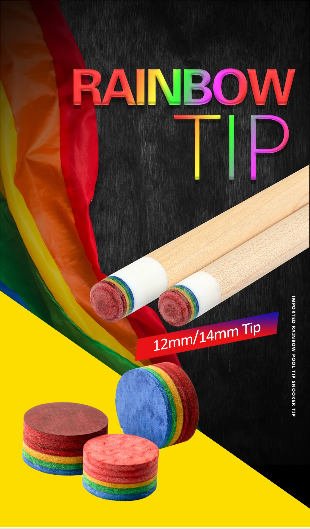 with FREE Shipping 5 Tips Wizard Medium Pool Cue Tips 14mm 