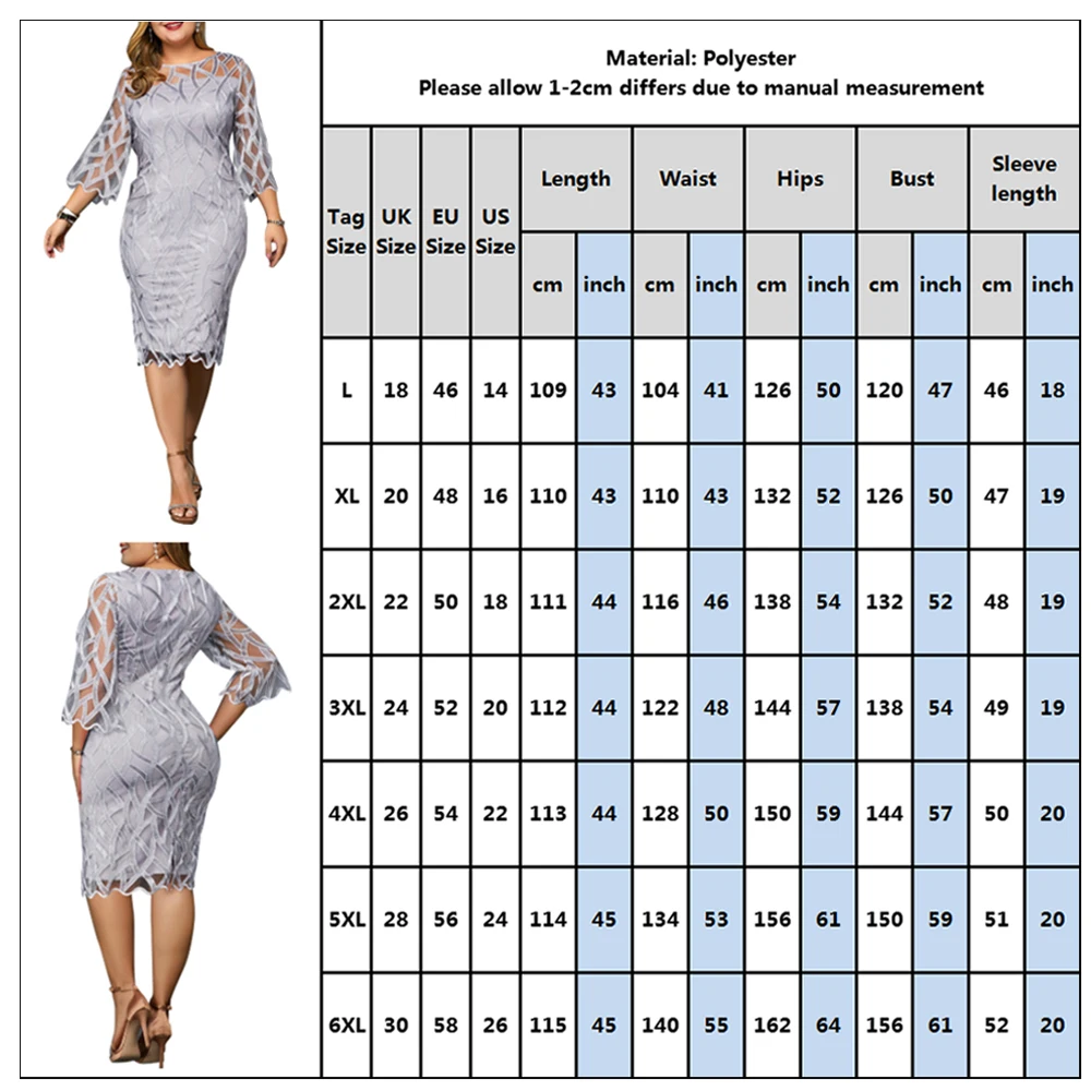 6XL Elegant Women Dress Plus Size Transparent Seven Sleeve Party Dress Autumn Ladies Knee-Length Dress Fall Retro vestidos D30