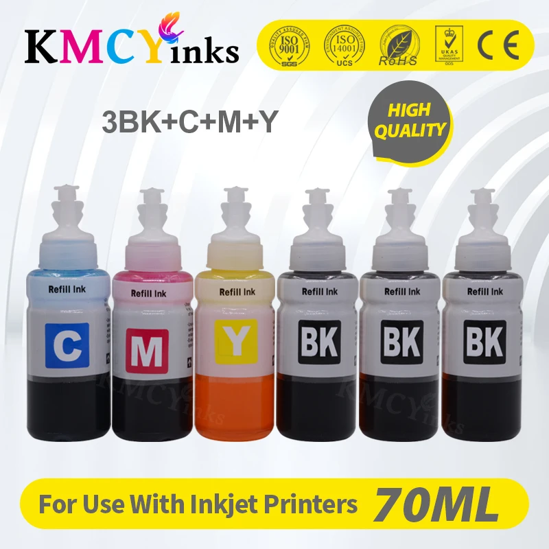 Kmcyink Ricarica Bottiglia 70Ml Inchiostro Colorante Per Epson Per Canon Per Brother Ink Stampante Ecotank Per Inchiostro Per Stampante A Getto D'Inch
