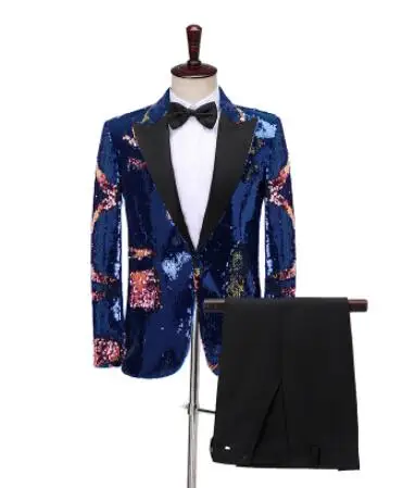 blue suit pants M-4XL, новинка, Мужская одежда, модный GD костюм с блестками, брюки, повседневный стиль, строгий наряд размера плюс, костюмы для сцены - Цвет: blue suit pants