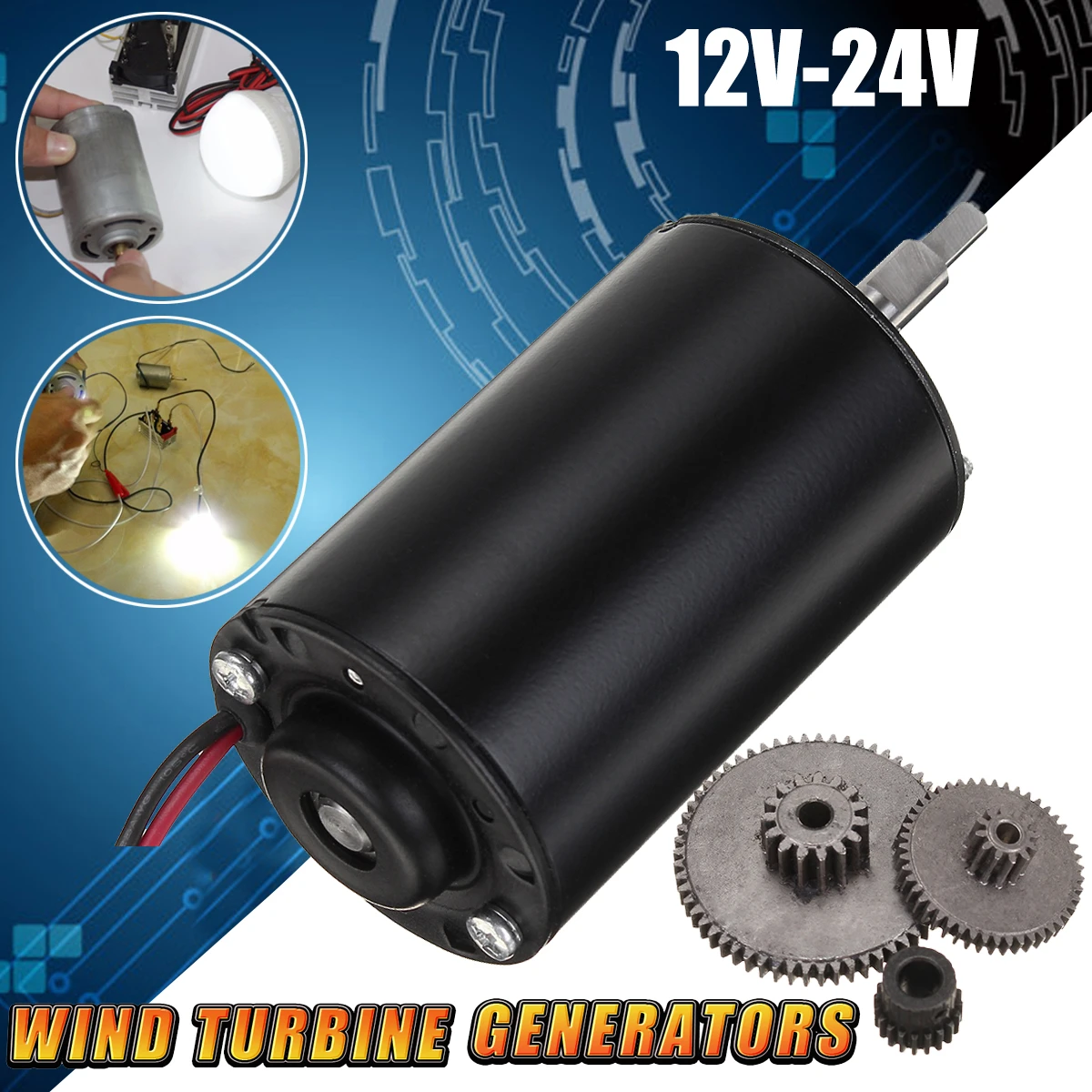 DC Generator Motor 36W 12-24V Wind Turbine Permanent Magnet Dual Purpose 4 Gears