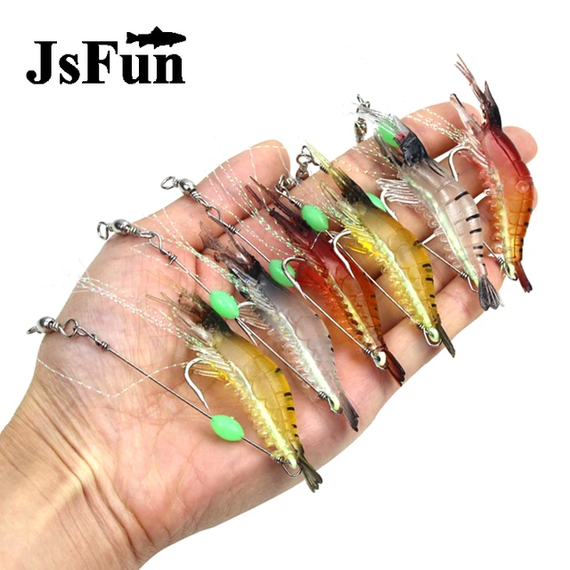 6Pcs/ 3Pcs Soft Shrimp Lure Artificial Fishing Bait with Luminous Bead Hook  Swivels Anzois Sabiki Rigs Pesca Fishing Lure FU348 - AliExpress