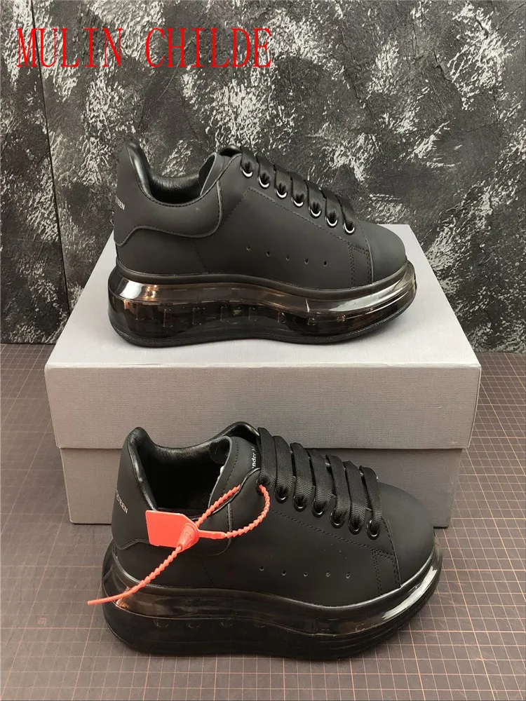With Original Logo Черная мужская и женская обувь; Chaussures; красивые повседневные кроссовки на платформе; роскошная дизайнерская обувь; кожаная однотонная обувь - Цвет: With Original Logo