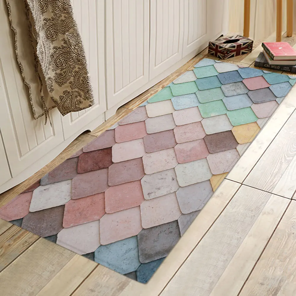 Мраморные весы, деревянные фишки, фланели, бытовой Противоскользящий абсорбирующий коврик, дверной коврик, коврик для ванной, прикроватный коврик - Цвет: Tile