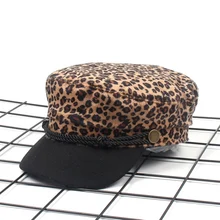 Леопардовые козырьки Осень Зима ретро плоские козырьки модные трендовые женские шляпы от солнца уличная шляпы для отдыха