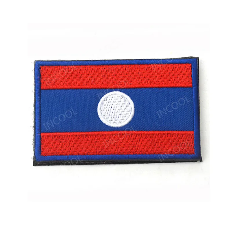 Laos Flag Вышитые патчи Национальный флаг Бруней, шрилка, Maldives Kazakhstan Nepal Palestine Kuwait Таиланд Малайзия лаосский флаг значки - Цвет: Laos Flag