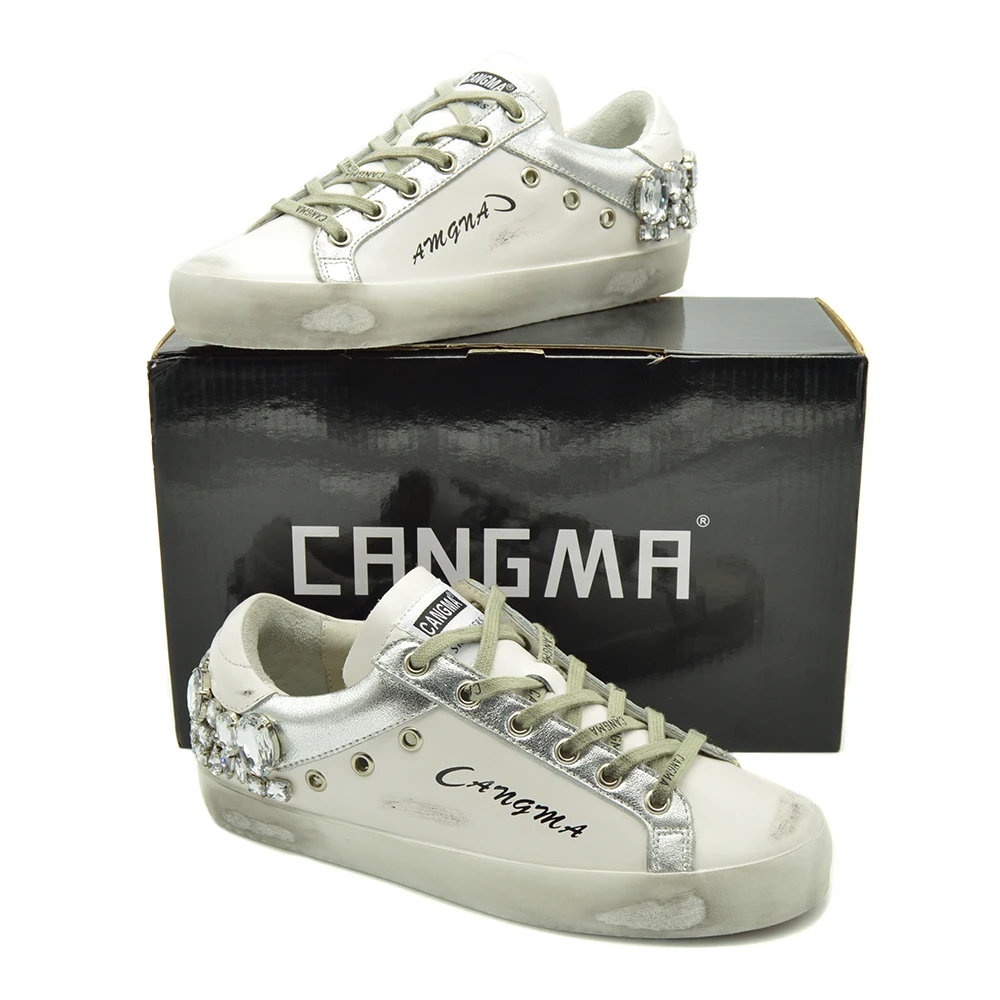 CANGMA мужские кроссовки 9908 Бренд стразы; туфли из натуральной кожи, на шнуровке, туфли в стиле «хип-хоп»; тканевая дышащая Спортивная обувь больших размеров