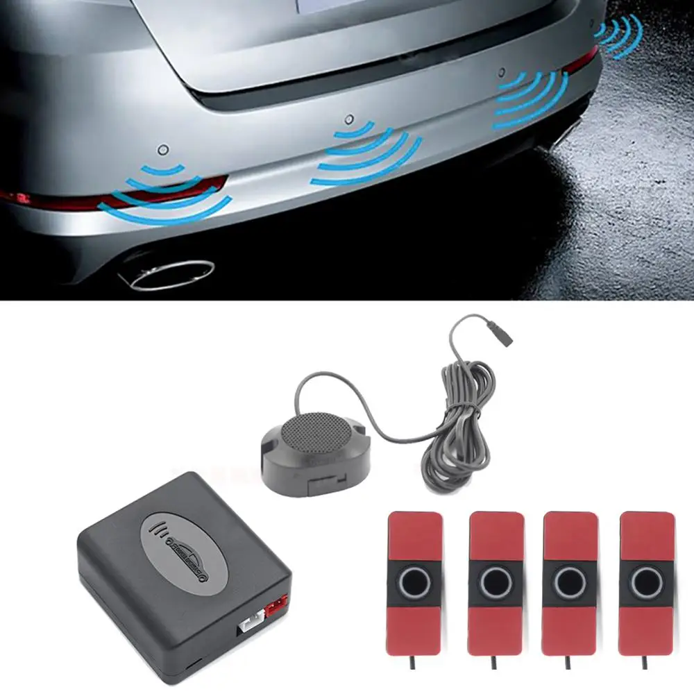 Car Parking Sensor Set LED/LCD/Buzzer 4 Flat Reverse Display Parking
