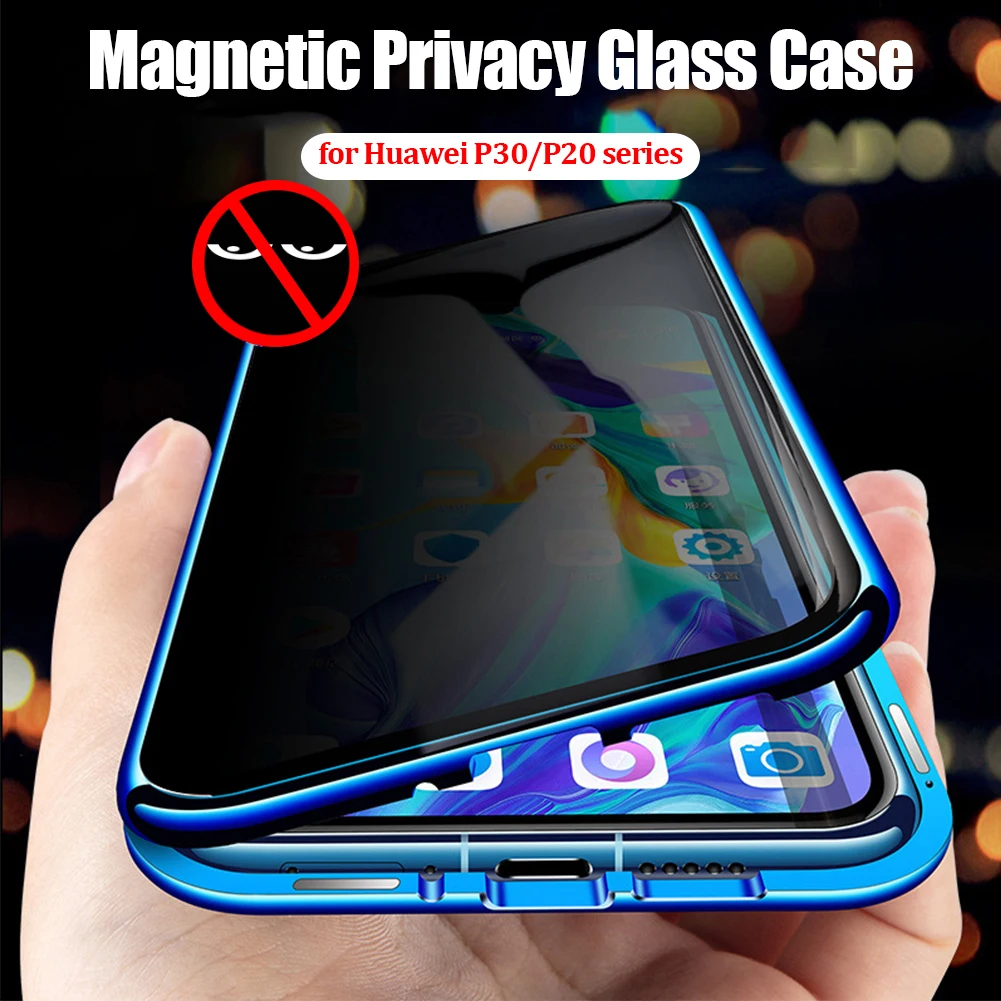 

Privacy Tempered Glass Case for Huawei P30 Pro Mate 20 Pro Cover 360 Glass Protection Metal Bumper Shell for Huawei P20 Pro