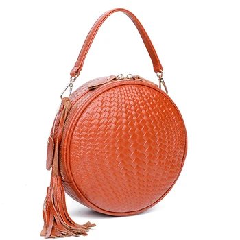 

2020 Summer New Design Women's shoulder bag Round Genuine Leather Handbag Casual Vintage Female Cowhide Crossbody Messenger Bags