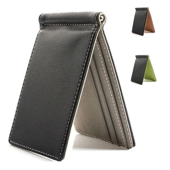 

Faux Leather Slim Mens Credit Card Wallet Money Clip Contract Color Simple Design Burnished Edges Brand New Men Bifold Wallets