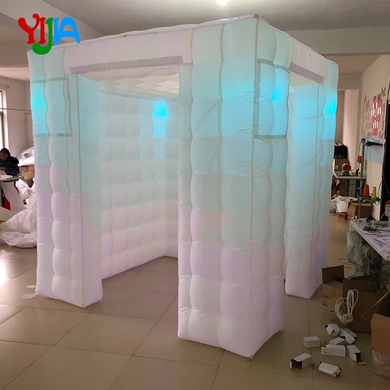 Free shipping inflatable portable photo booth backdrops with LED lights color changing and Inner air blower For Party Event