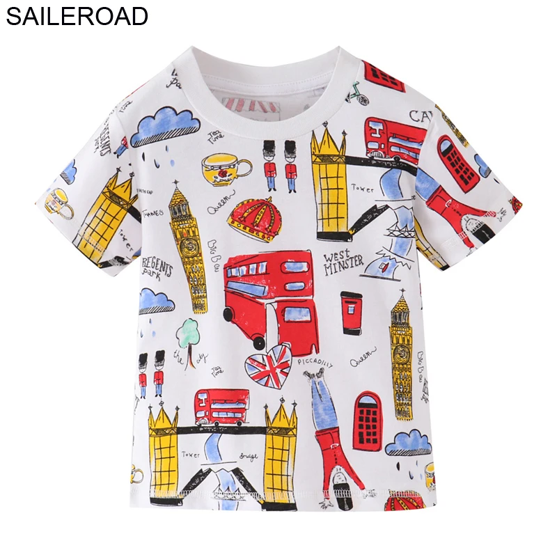 6229 same picture SAILEROAD Динозавр Печати Дети Топы Футболка для Детской Одежды Лето Мальчики Футболки Хлопок 7 Лет Одежда Для Девочек-Девочек - Цвет: 6229 same picture