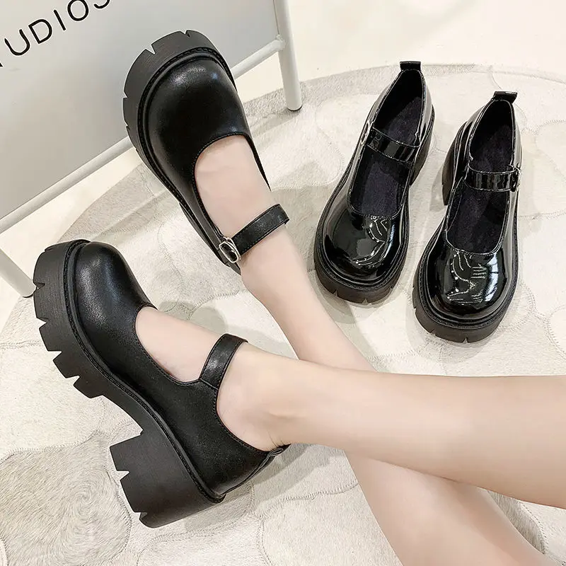 Zapatos de tacón Lolita para mujer, de plataforma Mary Jane, Harakuju Jk, estudiante, chicas, tacones japoneses, zapatos de cuero para primavera - Calzado