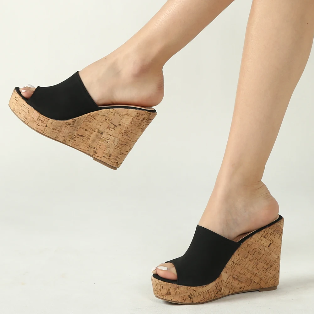 high heel wedge mules