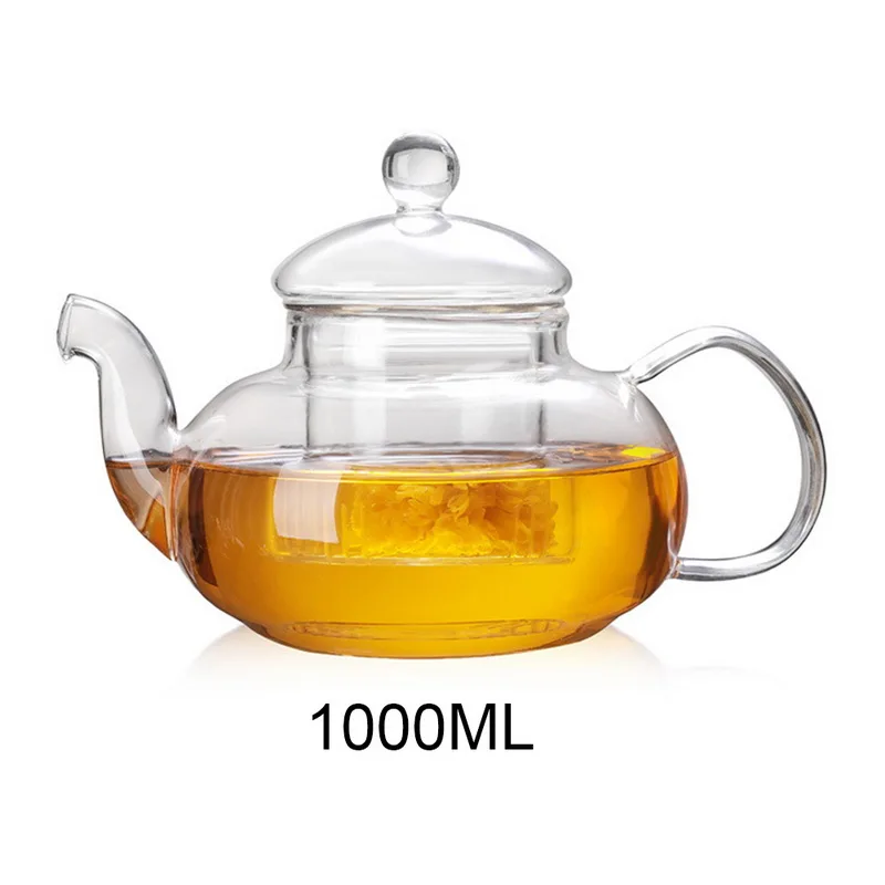1000ml 400/600/800/1000 мл термостойкие Стекло Цветочный чай горшок с заварки Чай лист травяной Кофе горшок Практические Прозрачный Чай чайник - Цвет: 1000ml