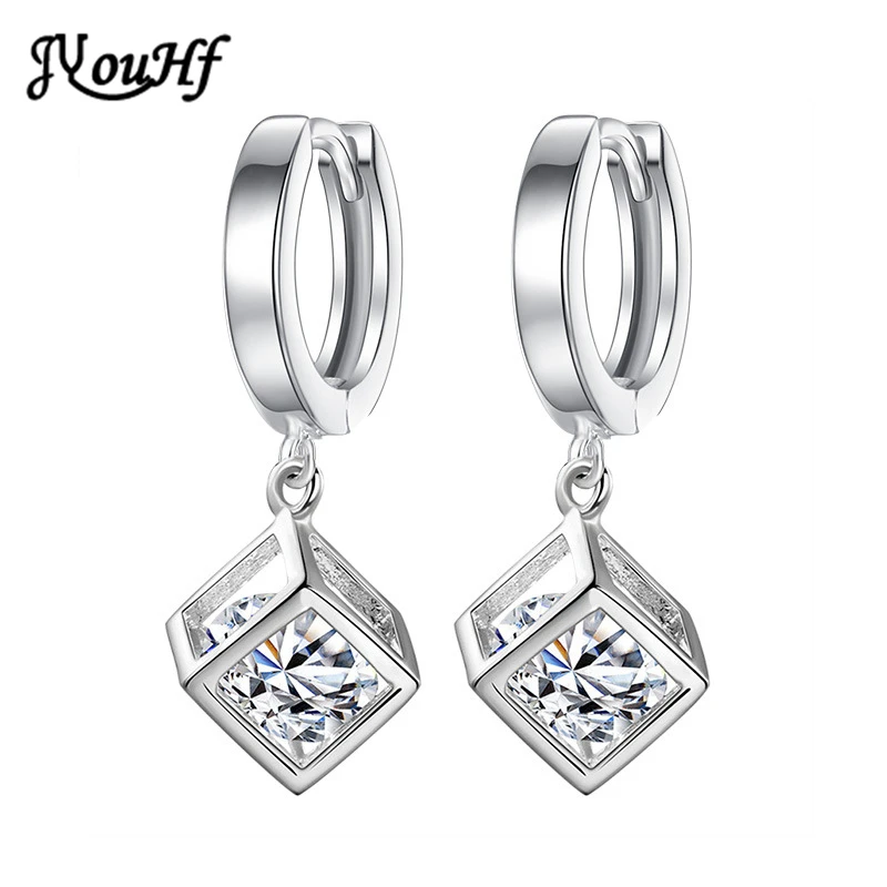 

JYouHF Fashion Simple Drop Earrings for Women Elegant Shining AAA Cubic Zircon Rubik's Cube Earring Jewelry Oorbellen Pendientes