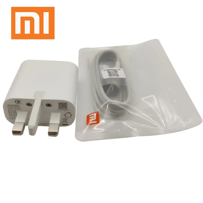 Original Xiaomi QC3.0 Fast Charger 18W UK Power Adapter Type C Cable For Mi 9 8 se lite 9T 6 A1 A2 Max 3 F1 Redmi note 7 k20 pro