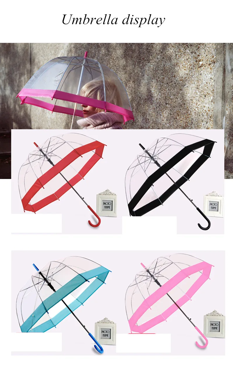 PALONY модный прозрачный Модный узор длинный изогнутый мужской и женский и детский полуавтоматический креативный зонт