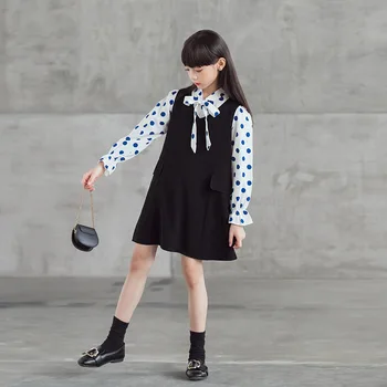 

Girls 2020 New Long-Sleeved Autumn Dress Teen Girls Polka Dot Princess Dress Chiffon Clothing Kids Girls Patchwork Dress, #9107