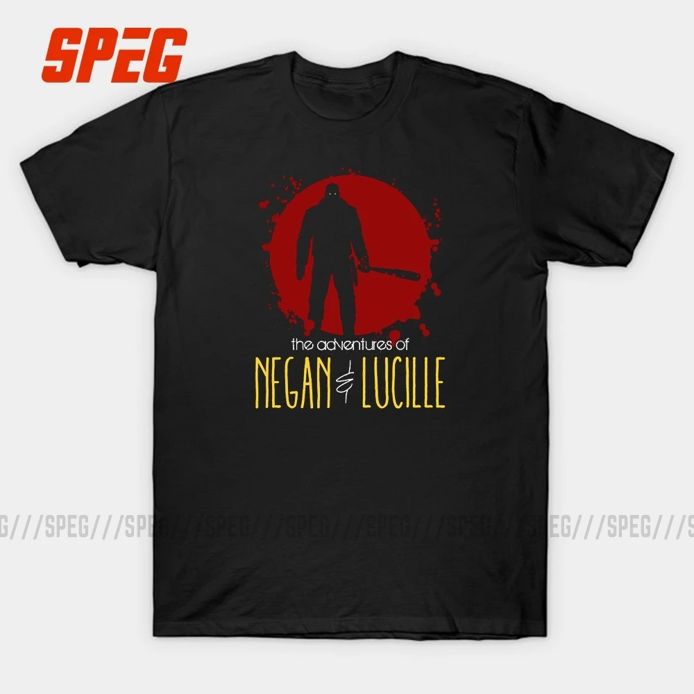 SPEG Negan T Shirts Lucille Men Natural Cotton Tee Short Sleeve T-Shirt Blood Printed Male Print 3XL O Neck |