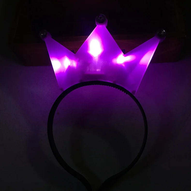 purple Светодиодный светящийся светильник, тиара, корона, головная повязка королевской принцессы, светящиеся аксессуары для волос для детей, взрослых, день рождения, вечеринки, свадьбы - Цвет: purple