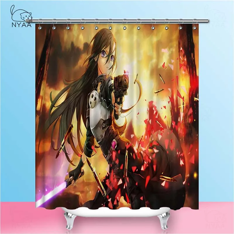 Nyaa Sword Art Online занавески для душа Водонепроницаемый полиэстер ткань аниме пляжные занавески для ванной комнаты для домашнего декора - Цвет: NY5726