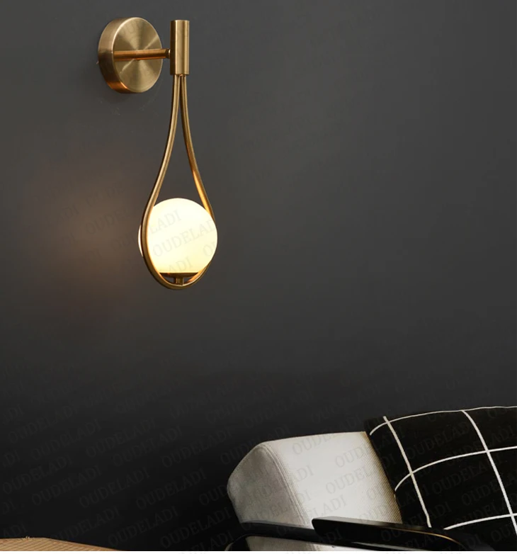 Sala de Estar Moderno e Minimalista Nordic Personalidade Criativa Lâmpada Parede Metal Moda Modelo Cabeceira Quarto Vidro 4 Luminárias de parede