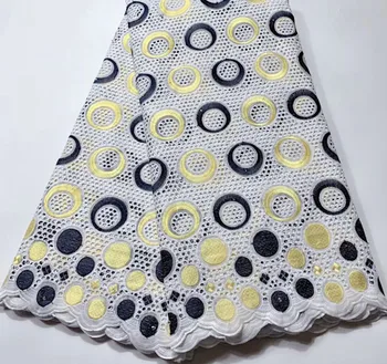 

African Lace Fabric 2020 High Quality Lace Pure Cotton Embroidery Nigerian Dry Lace Fabric With Stones for Wedding Dress FSH070