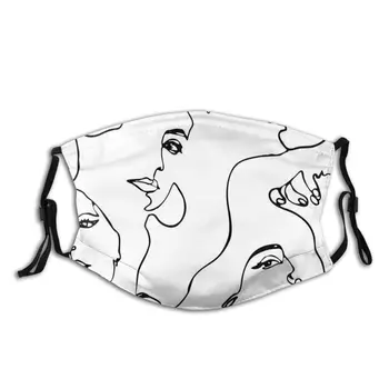 

One Line Adult Mouth Face Mask Printed Pablo Picasso Surrealism Art Anti Haze Protection Cover Respirator with Filters