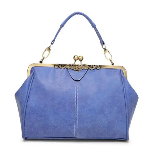 Royal Blue Резной поцелуй замок искусственная кожа женская сумка через плечо Слинг Сумка - Цвет: Royal Blue