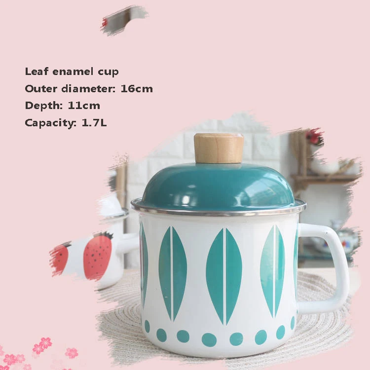 Milk Pot Soup Pot Enamel Pot Enamel Cup Water Cup 16cm Milk Cup 1.8L Instant Noodle Bowl Fresh Bowl Small Soup Pot Wok Ceramic