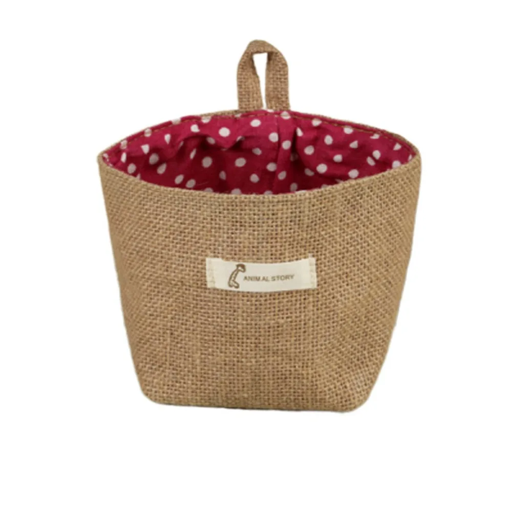 Jute flower pot storage bag desktop storage basket container bedside storage bag pocket box flower basket sac chaussure 30O8 (8)