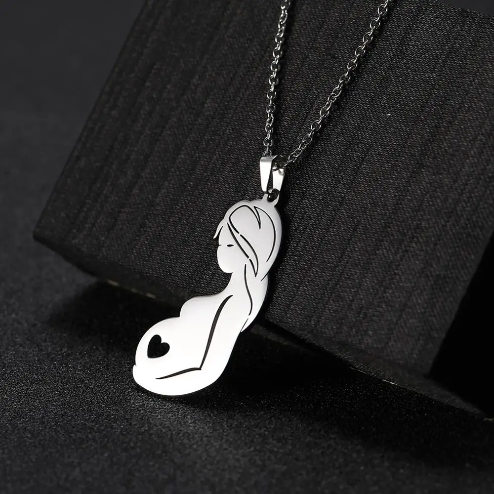 Teamer Pregnant Woman Pendant Necklace Love Family Mom Dad Baby Fashion