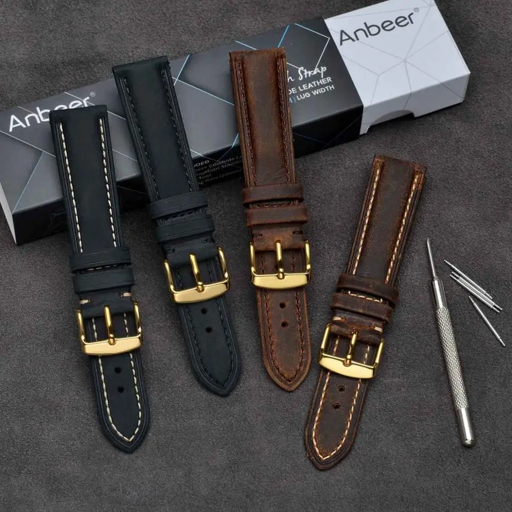 Ремешок Anbeer для часов замшевый винтажный кожаный сменный браслет мужчин и женщин