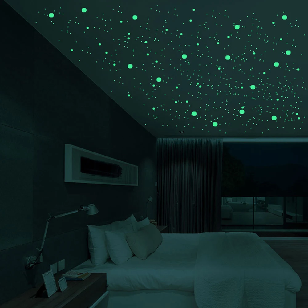 3D Luminous Wall Sticker Stars Dots Fluorescent Wall Sticker Kids Room Bedroom Ornament Decor Glow In Dark Bubble Decal 202Pcs