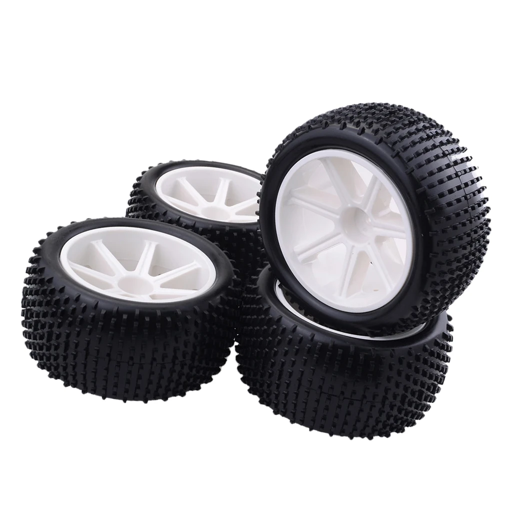 Pack of 4, 11cm Outer Diameter RC Buggy Car Tires, 12mm Wheel Rim for 1/10 HSP Hongnor ZD Racing LRP Crawler Model Cars