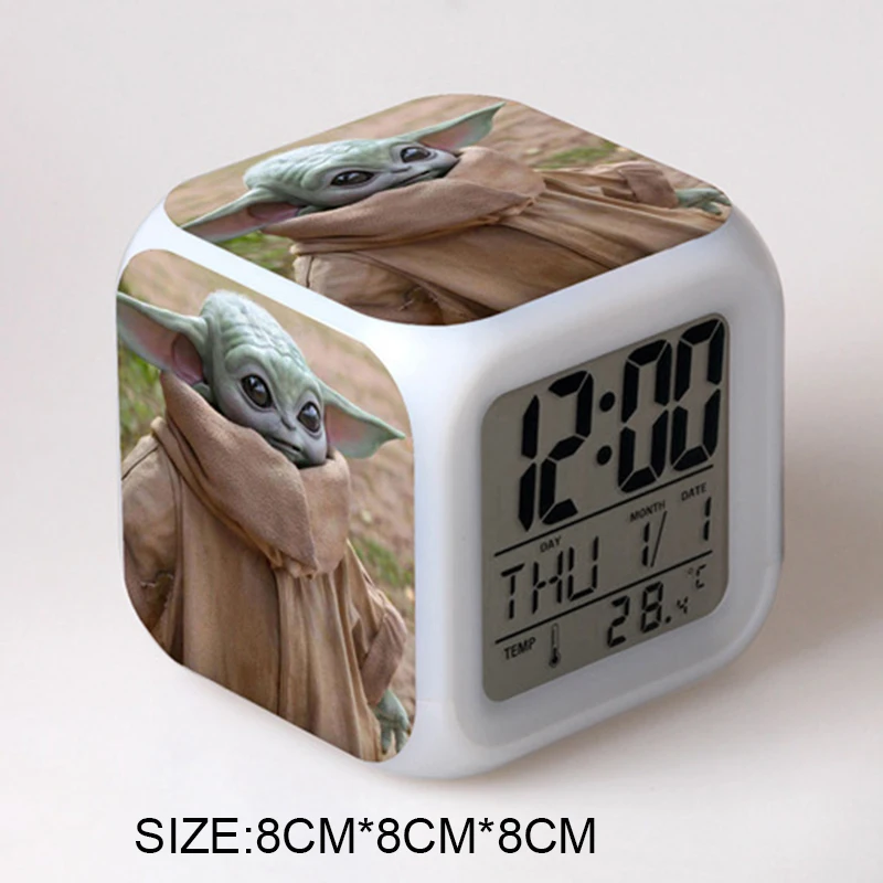 Reloj Despertador Digital De Bebe Yoda Para Ninos Y Ninas 7 Colores Luminosa De Luz Nocturna Juguetes De Reloj Una Pieza Aliexpress