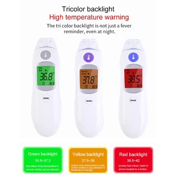 

3-Color Backlight Display Non Contact Infared Forehead Thermometer Human Body Object Temprature Measuring Device
