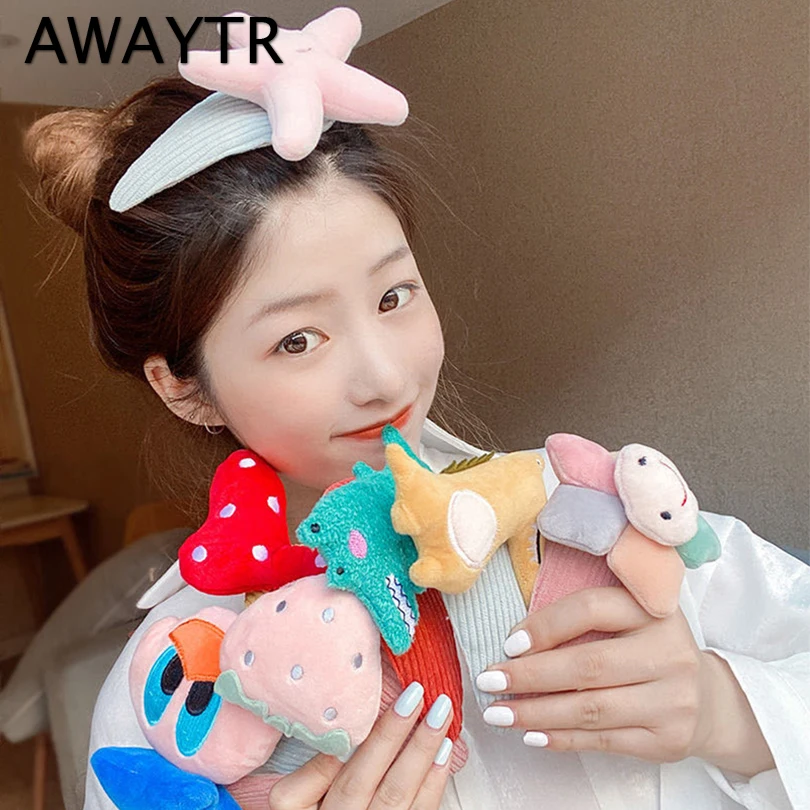 Женская заколка для волос AWAYTR 1 шт. плюшевая с фруктами и животными большого