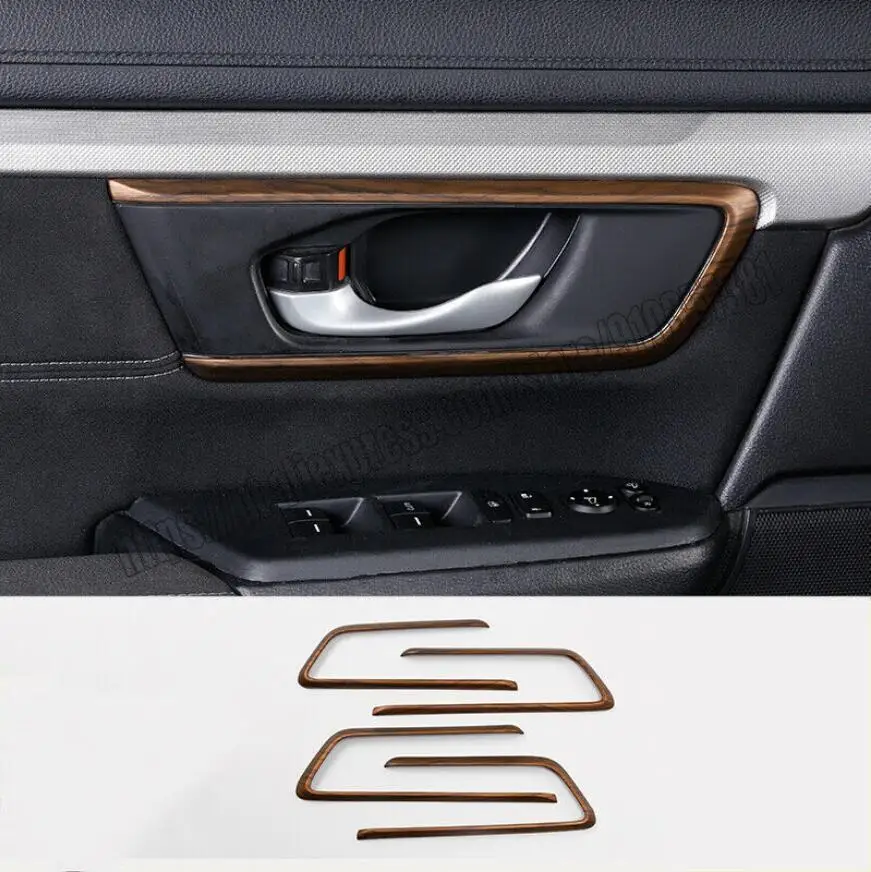 

4PCS Peach Wood Grain Style Inner Handle Cover Trim For Honda CR-V CRV 2017 2018 2019 2020 2021