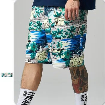 

Tree Printing Men Shorts Polyester Quick Dry Beach Surfing Short Pants Loose Blue Summer Mens Boardshorts 2020 Pantalon Homme XL