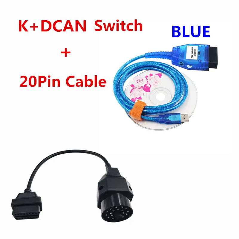Strumento di scansione diagnostica K+DCAN OBD2 con interfaccia USB e CD
