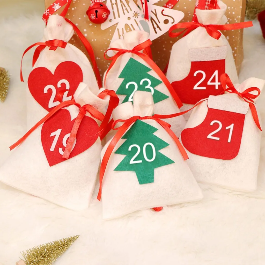 Рождественская елка Висячие мешочки, мешочки для сладостей подарок для детей обратный отсчет календарь 24 обратный отсчет в днях календари конфеты сумки#101g25