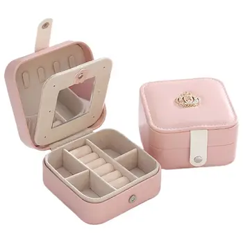 

Simple Creative Travel Portable Jewelry Box PU Earrings Ear Studs Ring Bracelet Storage Case